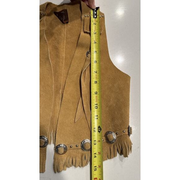 John R Craighead Size Medium Western Cowboy 100% Leather Vest Fringe Costume - Picture 14 of 16